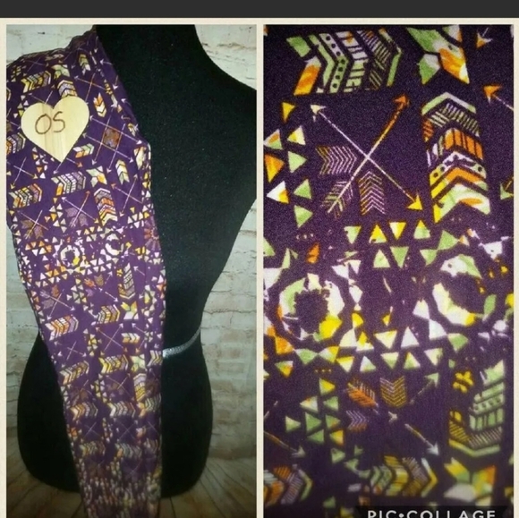 NEW LulaRoe OS Leggings Purple With Arrows - Picture 1 of 1